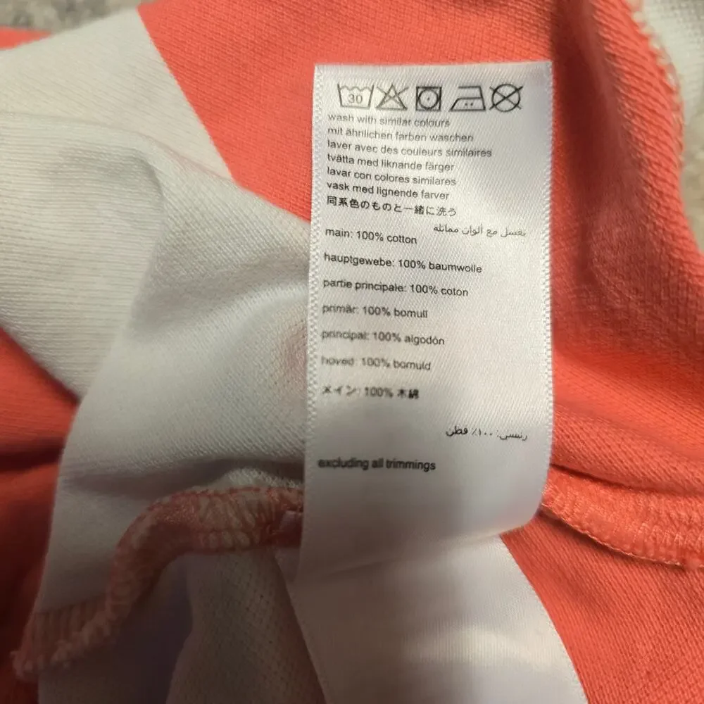 Joules Girls Striped Polo Dress Size 11 Coral‎ White Preppy Ruffle Hem Cotton